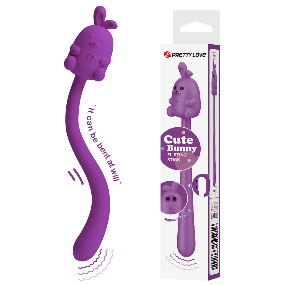 Минивибратор Pretty Love Cute Bunny гибкий, фиолетовый, 14.2 х 2.4 см фото №0 — секс игрушки: Украина, NO TABOO