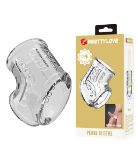 Насадка на пеніс та мошонку Pretty Love стимуююча, прозора, 7.2 х 4.7 см - No Taboo