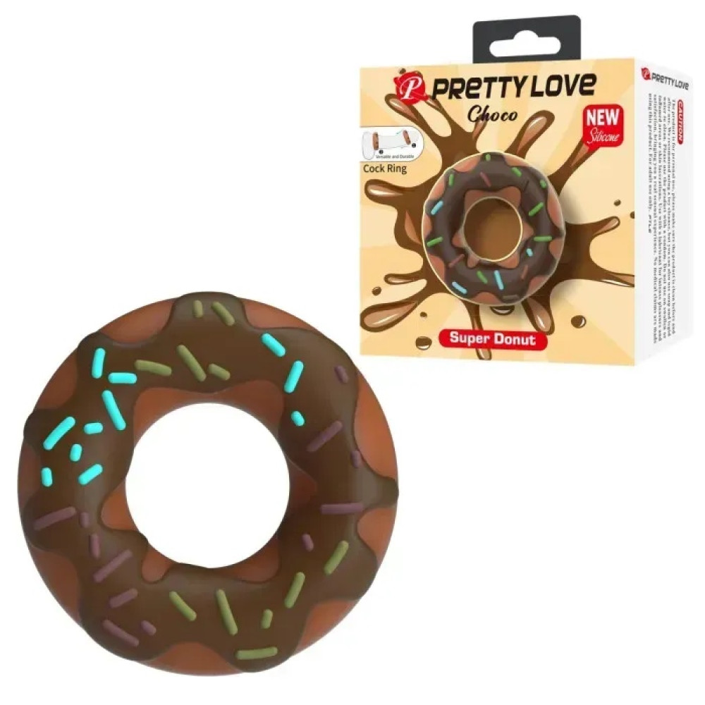 Эрекционное кольцо Pretty Love Choco в форме пончика с кремом коричневое 4.6 х 2 см фото №0 — секс игрушки: Украина, NO TABOO