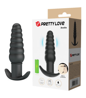 Анальный вибратор Pretty Love Aeolis рельефный, черный, 11 х 3 см - No Taboo
