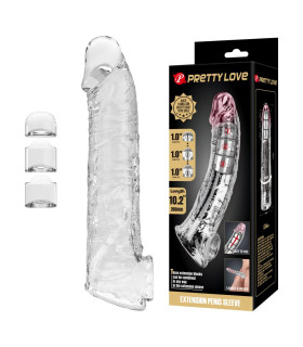 Насадка на пенис Pretty Love Silas с тремя удлинителями, прозрачная, 26 х 5.1 см - No Taboo