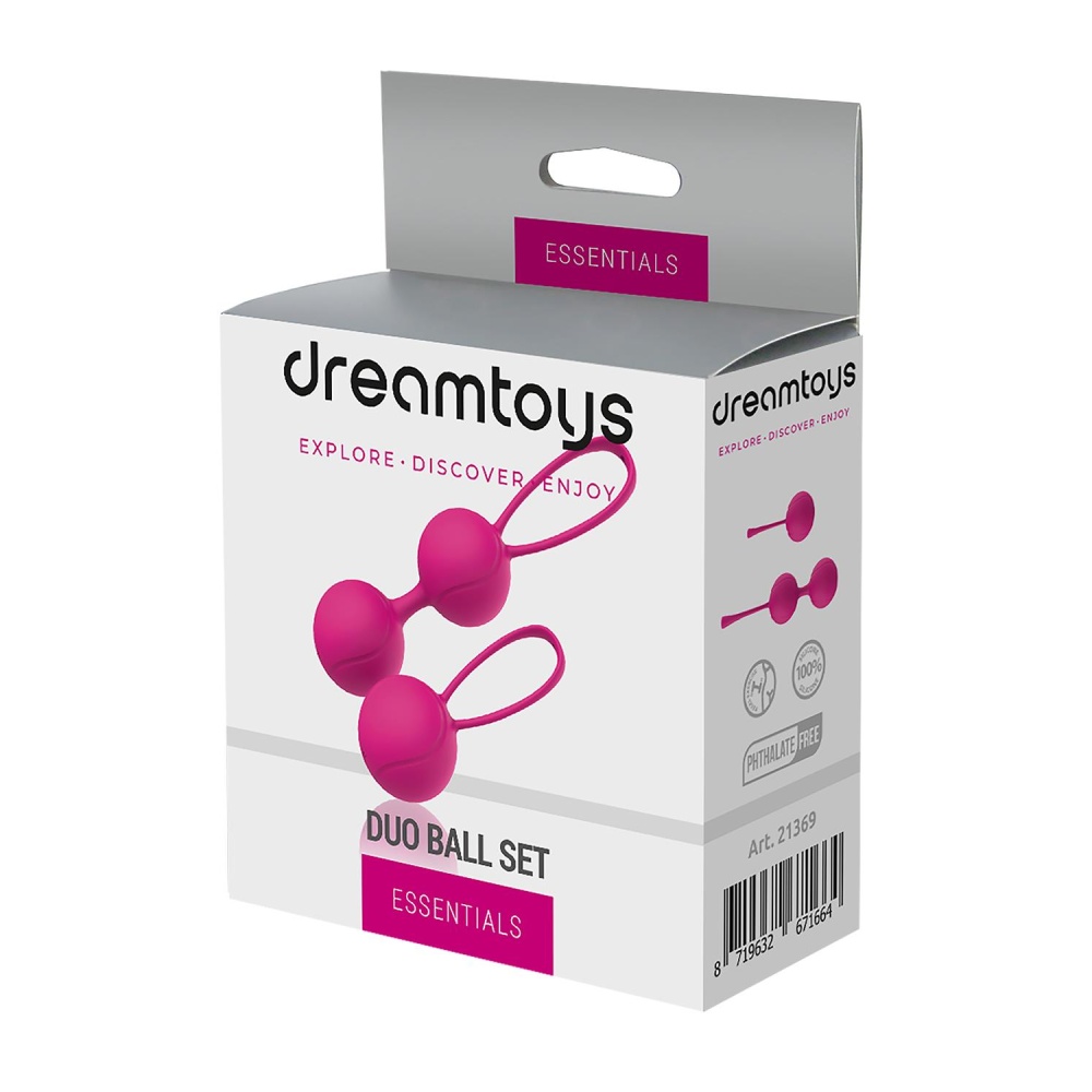 Вагинальные шарики Dream Toys Duo Ball Set силиконовые, розовые, 2 шт фото №2 — секс игрушки: Украина, NO TABOO
