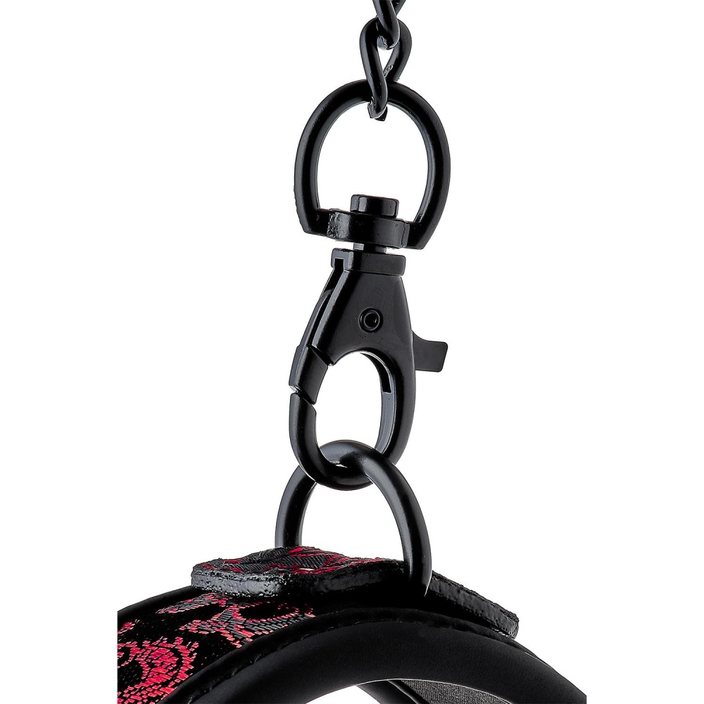 Ошейник с поводком Dream Toys Blaze Deluxe с вышивкой красного цвета, черный, 4.8 см, фото №6 — секс шоп Украина, NO TABOO