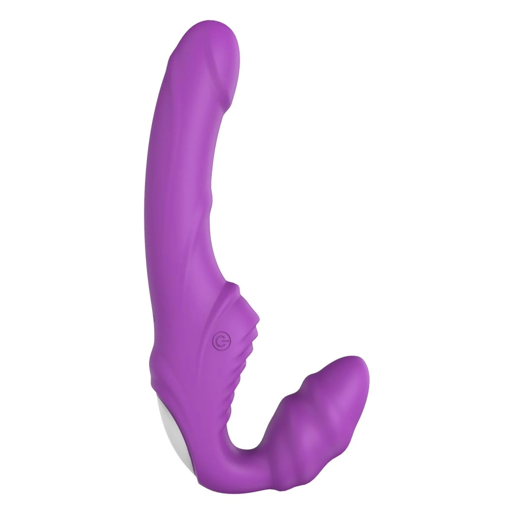Безременный вибрострапон Dream Toys Double Dipper, фиолетовый, 22 х 3.6 см фото №3 — секс игрушки: Украина, NO TABOO