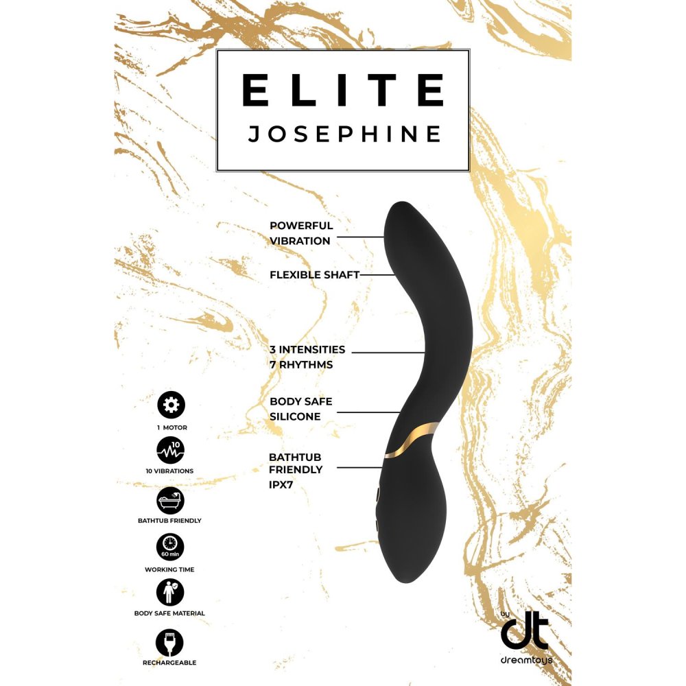Вибратор для точки G Dream Toys Elite Josephine изогнутый, черно-золотой, 20 х 3.6 см фото №10 — секс игрушки: Украина, NO TABOO