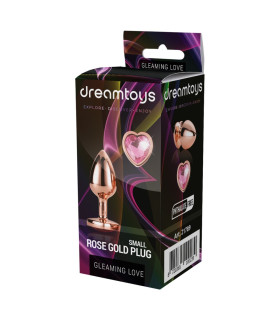 Анальная пробка Dream Toys с розовым камнем в форме сердца, золотая, 7.1 х 2.7 см - No Taboo