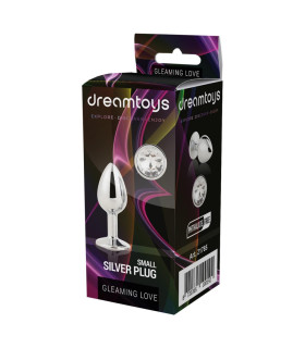 Анальная пробка Dream Toys Gleaming Love с прозрачным камнем, серебристая, 7.1 х 2.7 см - No Taboo