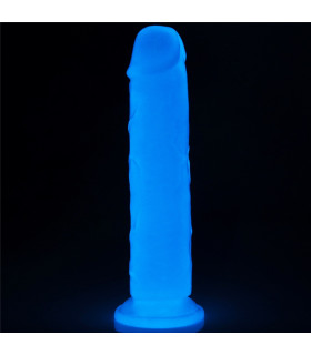 Фаллоимитатор реалистичный Lovetoy Lumino Play Dildo светится в темноте, на присоске, прозрачный, 21 х 4 см - No Taboo