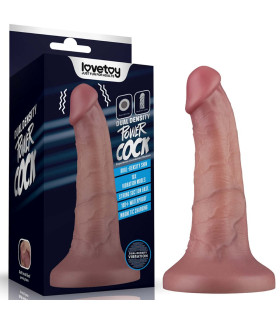 Вибратор двойной плотности Lovetoy Dual Density Power Cock на присоске, бежевый, 15.2 х 3.8 см - No Taboo
