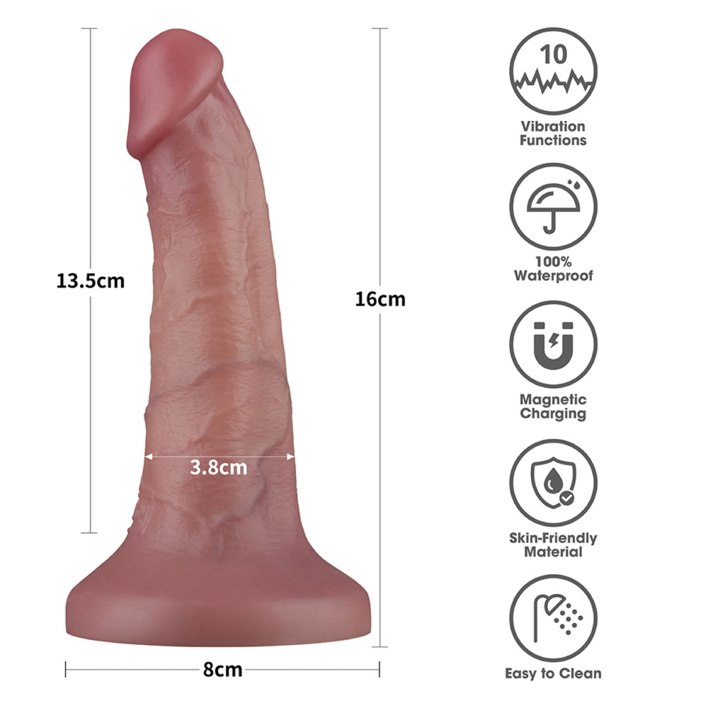 Вибратор двойной плотности Lovetoy Dual Density Power Cock на присоске, бежевый, 15.2 х 3.8 см фото №4 — секс игрушки: Украина, NO TABOO