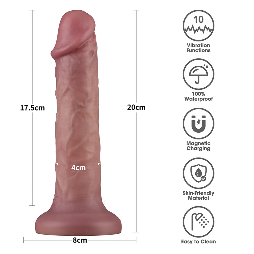 Вибратор двойной плотности Lovetoy Dual Density Power Cock на присоске, бежевый, 20.3 х 4 см фото №4 — секс игрушки: Украина, NO TABOO