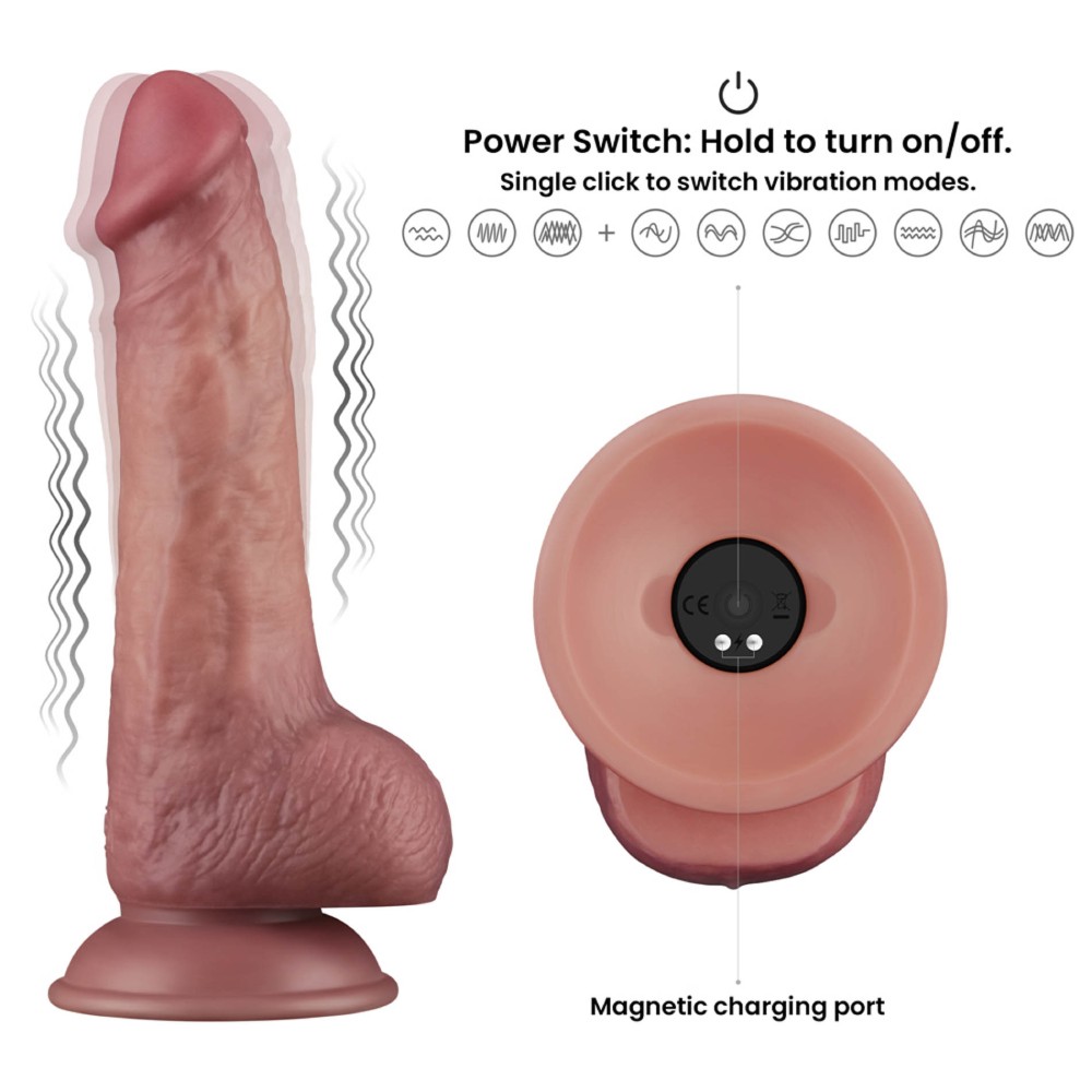 Вібратор із подвійною щільністю Lovetoy Dual Density Power Cock на присосці, бежевий, 21.5 х 4.5 см фото №3 — секс іграшки: Україна, NO TABOO