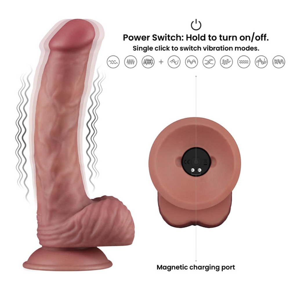 Вибратор двойной плотности Lovetoy Dual Density Power Cock на присоске, бежевый, 22.8 х 4 см фото №3 — секс игрушки: Украина, NO TABOO
