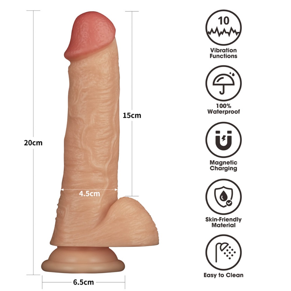 Вибратор реалистичный Lovetoy Power Basics Cock на присоске, бежевый, 20 х 4.5 см фото №4 — секс игрушки: Украина, NO TABOO