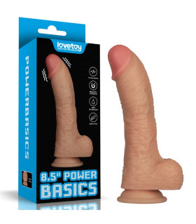 Вібратор реалістичний Lovetoy Power Basics Cock на присосці, бежевий, 22 х 4.5 см - No Taboo