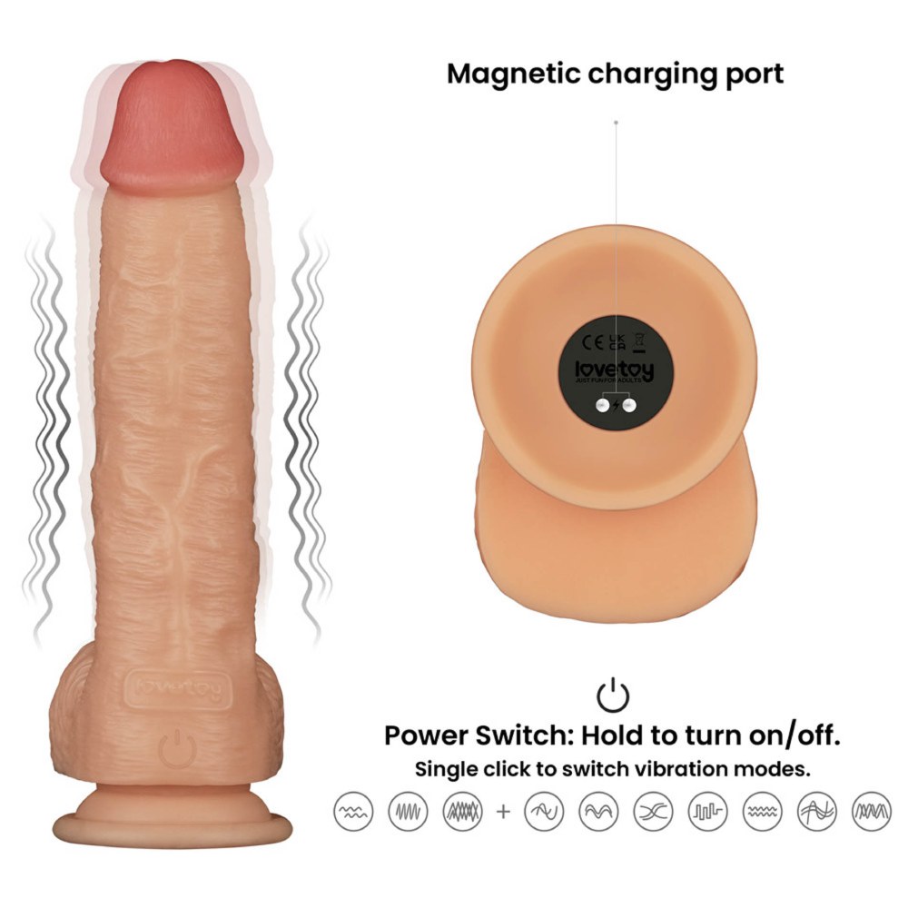 Вибратор реалистичный Lovetoy Power Basics Cock на присоске, бежевый, 23.6 х 5.1 см фото №3 — секс игрушки: Украина, NO TABOO