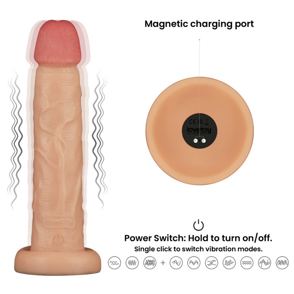 Вібратор-гігант реалістичний Lovetoy Power Basics Cock на присосці, бежевий, 26.2 х 5 см фото №3 — секс іграшки: Україна, NO TABOO