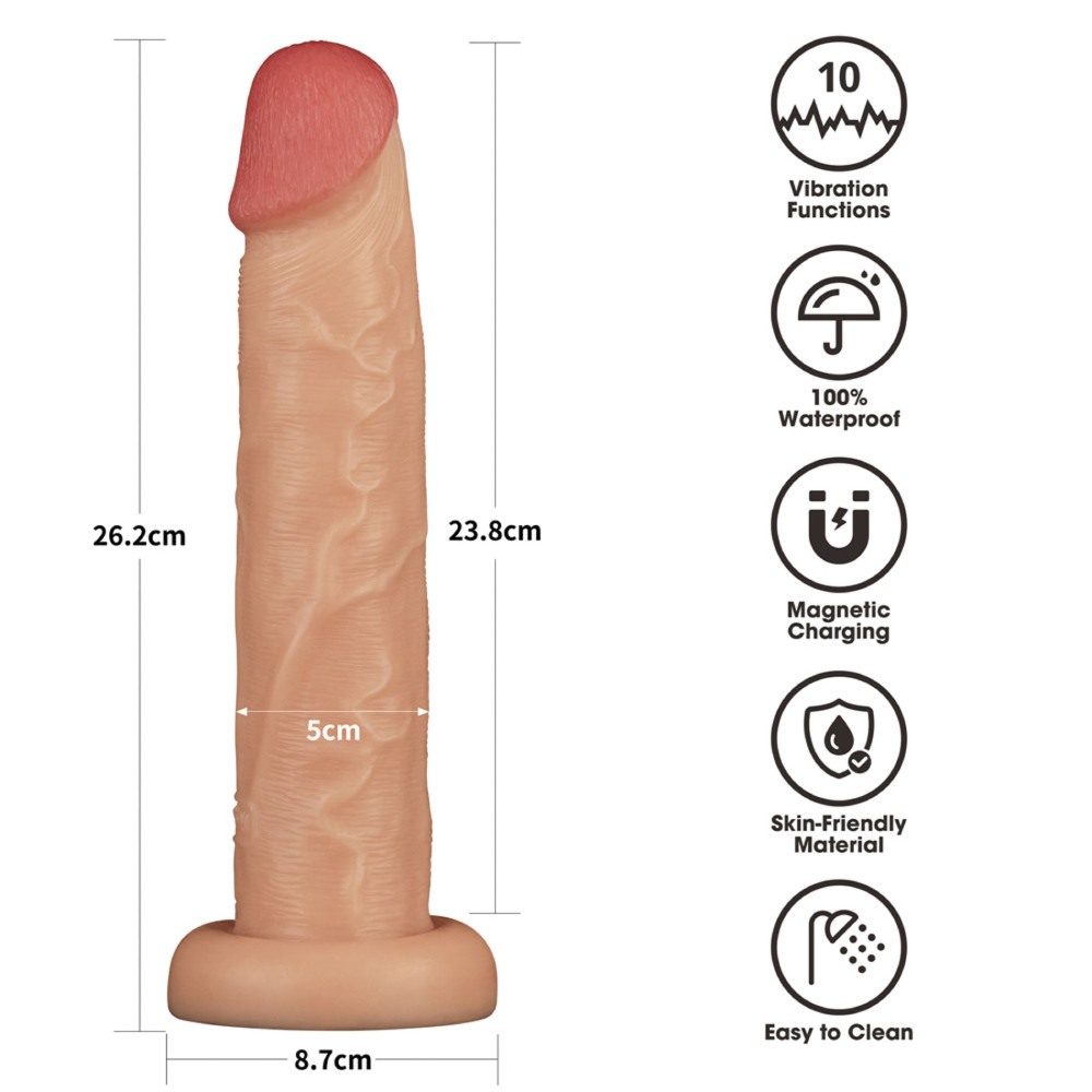 Вібратор-гігант реалістичний Lovetoy Power Basics Cock на присосці, бежевий, 26.2 х 5 см фото №4 — секс іграшки: Україна, NO TABOO