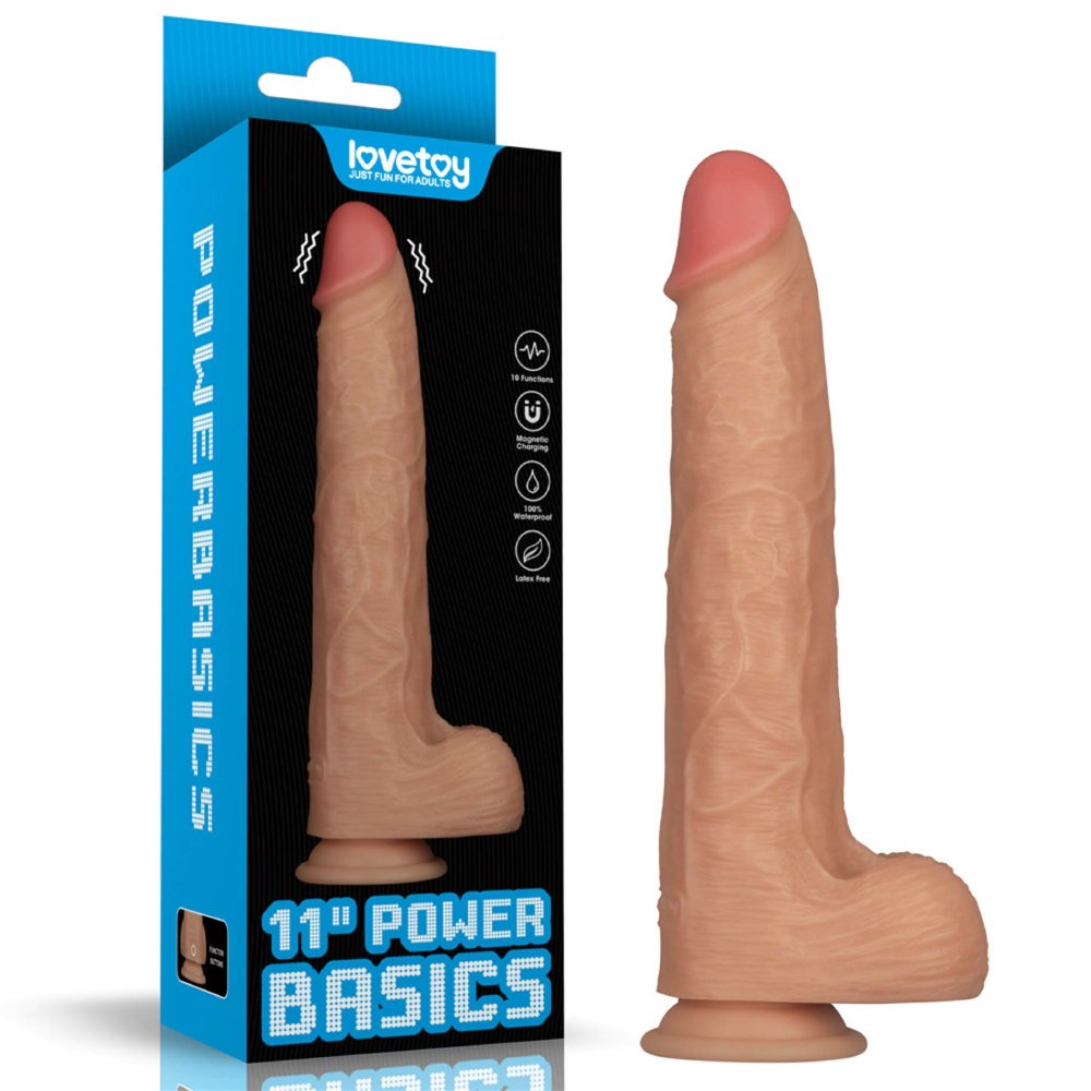 Вібратор-гігант реалістичний Lovetoy Power Basics Cock на присосці, бежевий, 28.3 х 5.5 см фото №0 — секс іграшки: Україна, NO TABOO