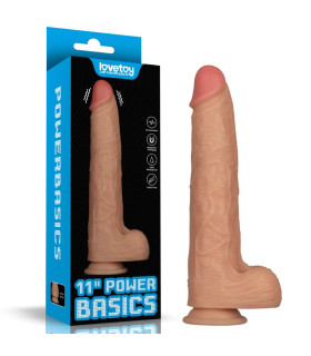 Вібратор-гігант реалістичний Lovetoy Power Basics Cock на присосці, бежевий, 28.3 х 5.5 см - No Taboo