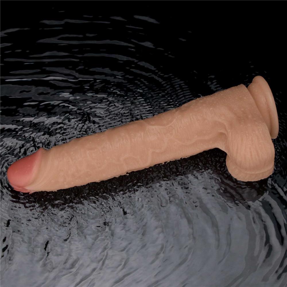 Вібратор-гігант реалістичний Lovetoy Power Basics Cock на присосці, бежевий, 28.3 х 5.5 см фото №5 — секс іграшки: Україна, NO TABOO