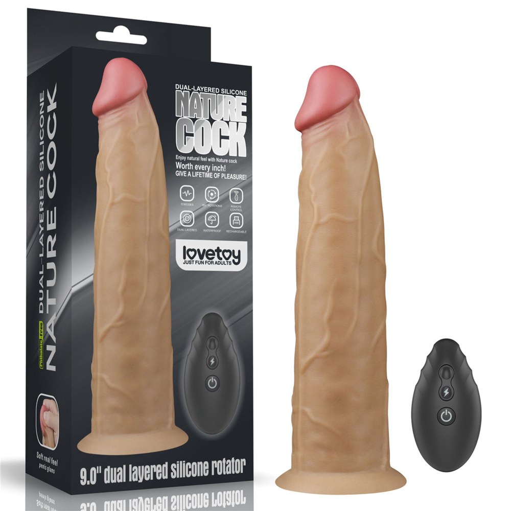 Вибратор с пультом Lovetoy Nature Cock с ротацией, на присоске, бежевый, 22.8 х 4.9 см фото №0 — секс игрушки: Украина, NO TABOO
