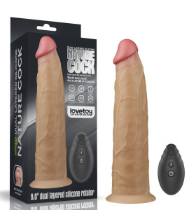 Вибратор с пультом Lovetoy Nature Cock с ротацией, на присоске, бежевый, 22.8 х 4.9 см - No Taboo