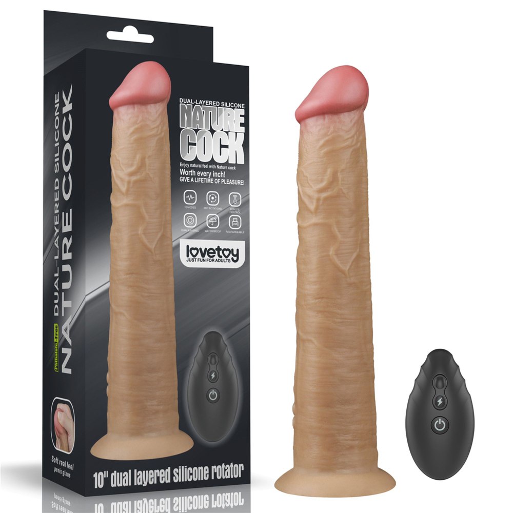 Вибратор с пультом Lovetoy Nature Cock с ротацией, на присоске, бежевый, 25.3 х 4.5 см фото №0 — секс игрушки: Украина, NO TABOO
