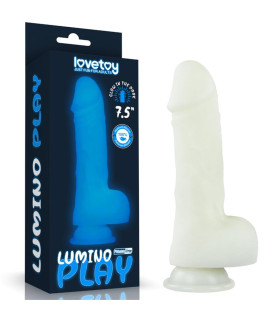 Фаллоимитатор реалистичный Lovetoy Lumino Play Dildo светится в темноте, на присоске, прозрачный, 19.3 х 4 см - No Taboo
