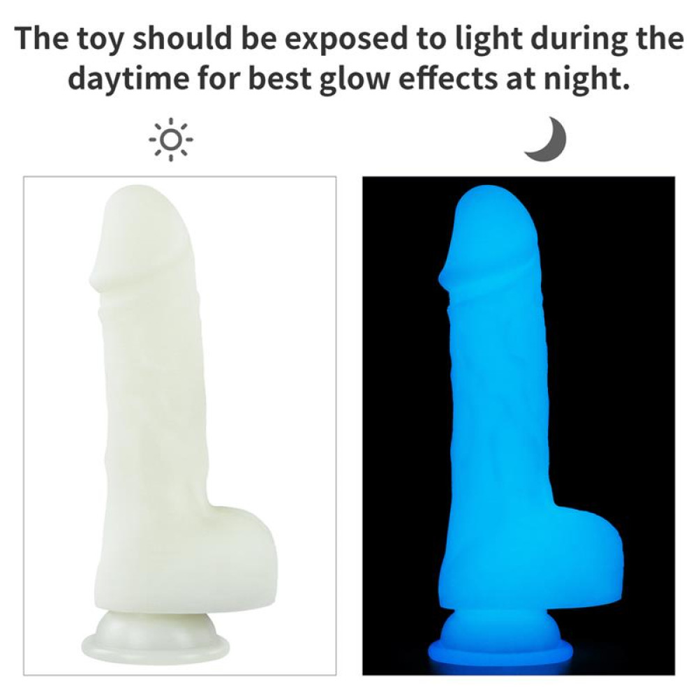 Фаллоимитатор реалистичный Lovetoy Lumino Play Dildo светится в темноте, на присоске, прозрачный, 19.3 х 4 см фото №3 — секс игрушки: Украина, NO TABOO
