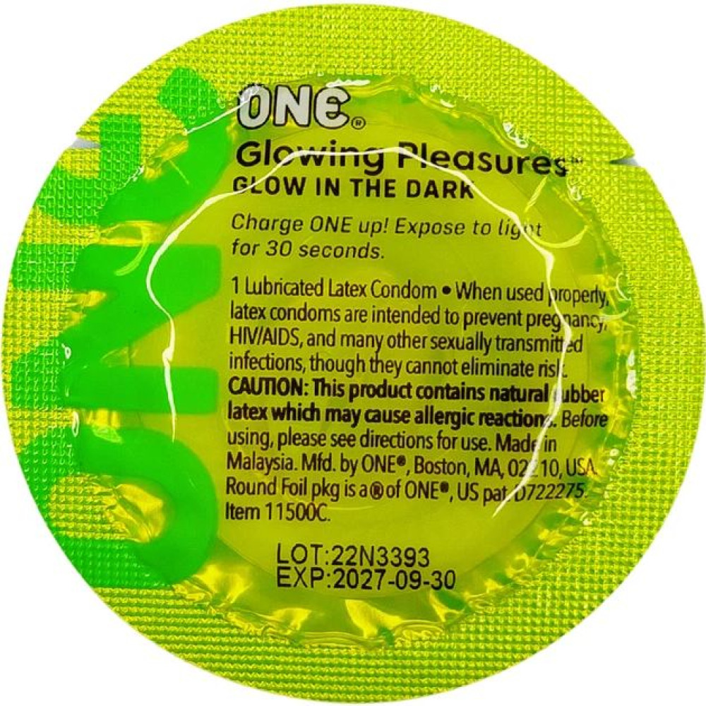Набор презервативов One Glowing Pleasures светятся в темноте, латексные, 5 шт, фото №0 — секс шоп Украина, NO TABOO
