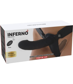 Двойной вибрострапон Hidden Desire Inferno с пультом, черный, 14 × 4.5 см - No Taboo