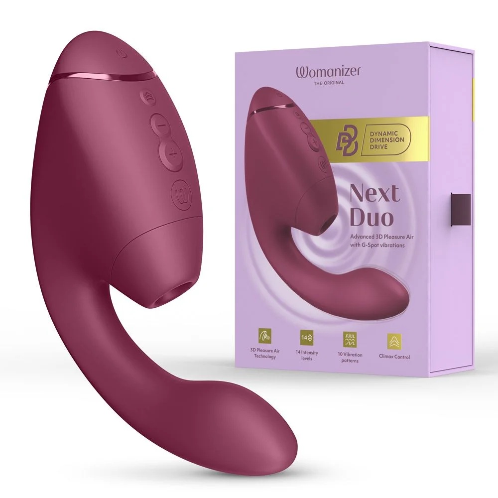 Вакуумный стимулятор Womanizer Next Duo с вибрацией, розовый, 19,3 х 5,6 см фото №14 — секс игрушки: Украина, NO TABOO