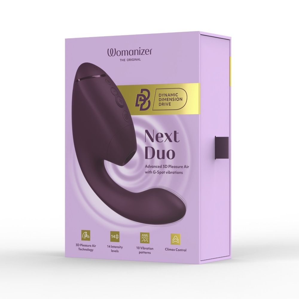 Вакуумный стимулятор Womanizer Next Duo с вибрацией, фиолетовый, 19,3 х 5,6 см фото №42 — секс игрушки: Украина, NO TABOO