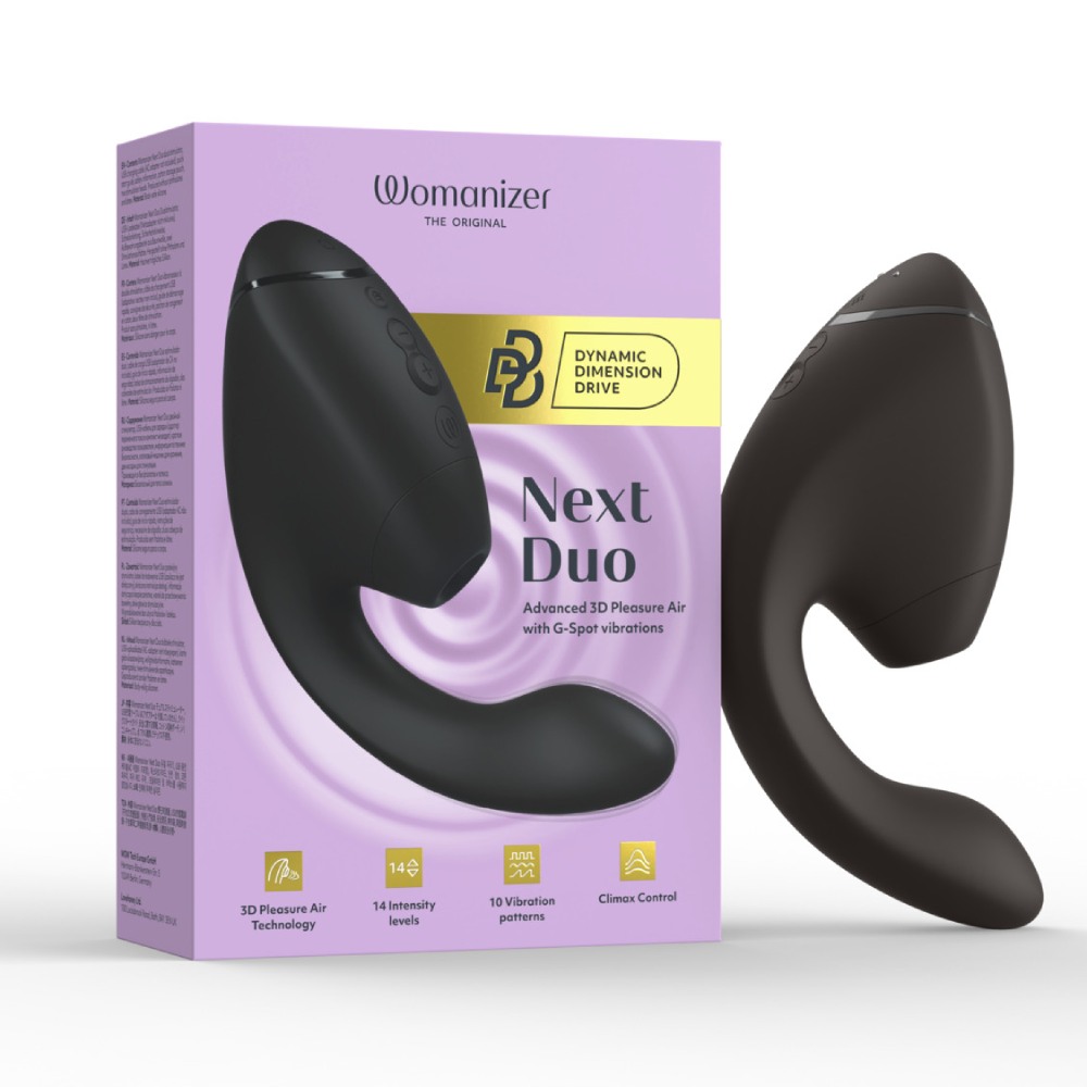 Вакуумный стимулятор Womanizer Next Duo с вибрацией, черный, 19,3 х 5,6 см фото №39 — секс игрушки: Украина, NO TABOO