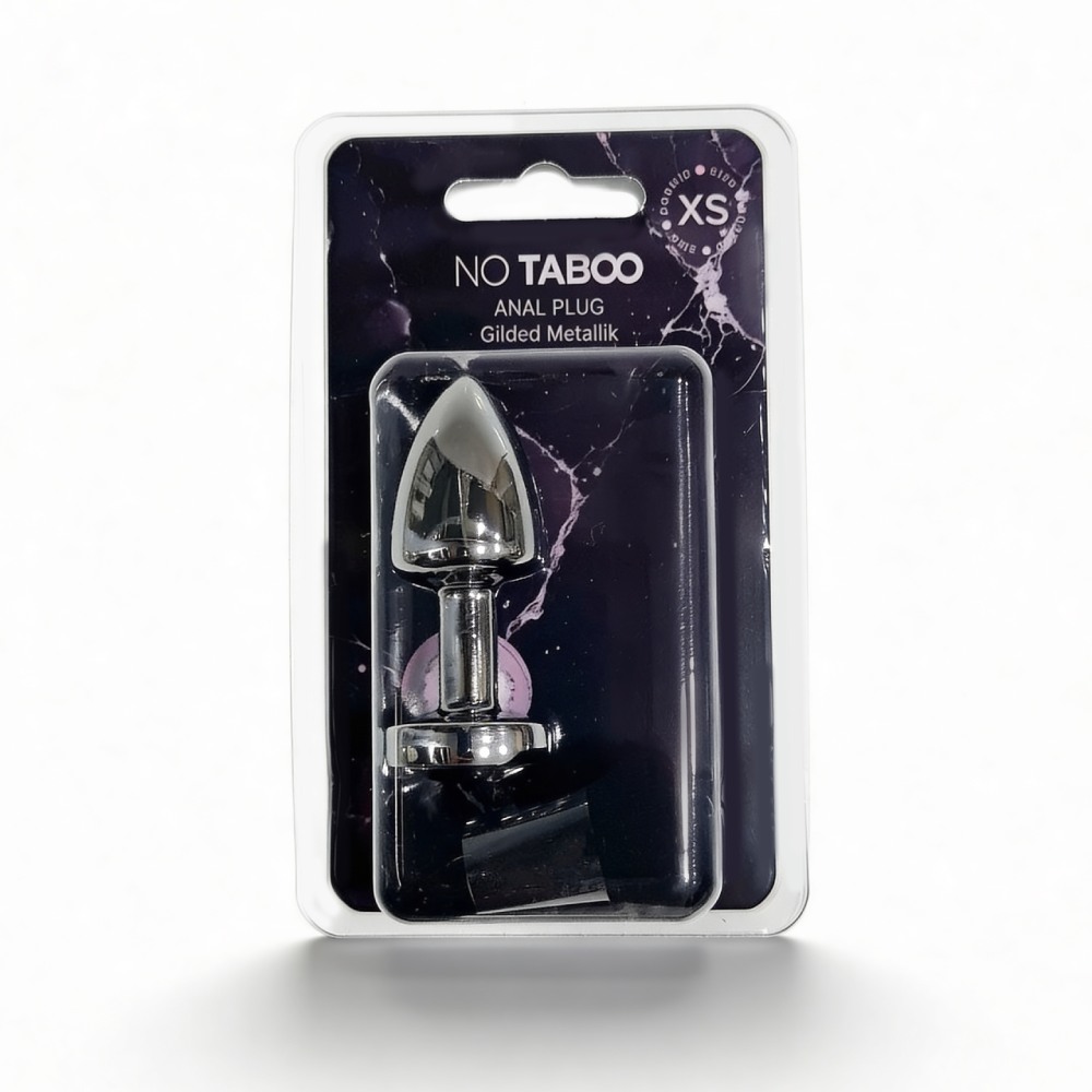 Анальная пробка NO TABOO MINI Silver, 34 г, металлическая с прозрачным камнем, серебряная, 6 х 2,5 см фото №2 — секс игрушки: Украина, NO TABOO