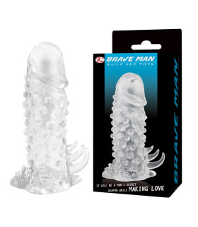 Насадка на пенис Baile Brave Man рельефная, прозрачная, 13.5 х 4 см - No Taboo