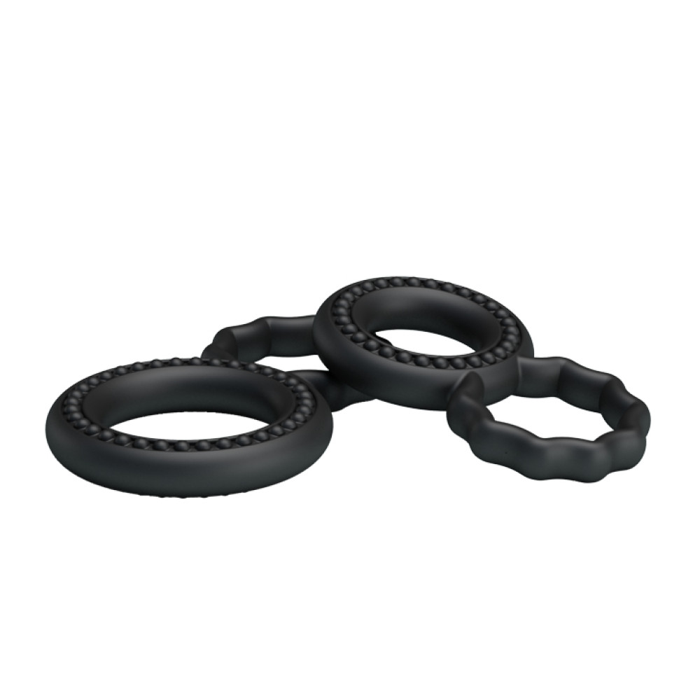 Набор двойных эрекционных колец Baile Ring, чёрные, 2 шт фото №5 — секс игрушки: Украина, NO TABOO