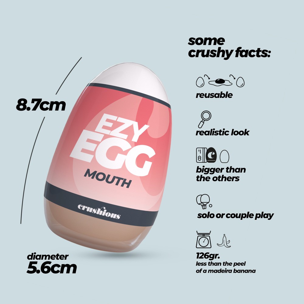 Мастурбатор-яйцо Crushious Ezy Egg the Mouth рот, бежевый, 8.7 × 5.6 см фото №3 — секс игрушки: Украина, NO TABOO