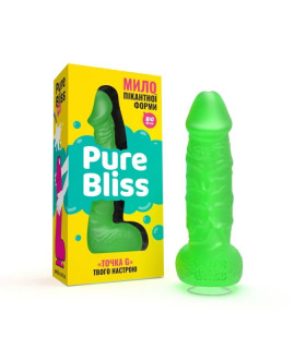 Мыло в форме пениса Pure Bliss Big на присоске, зеленое, 18 х 4.2 см - No Taboo