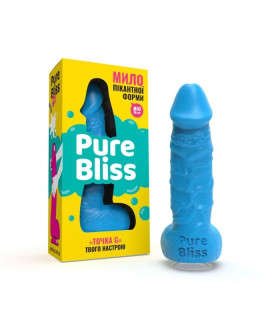 Мило у формі пеніса Pure Bliss Big на присосці, блакитне, 18 х 4.2 см - No Taboo