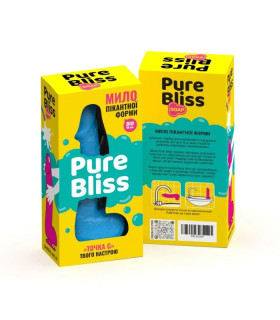 Мило у формі пеніса Pure Bliss Big на присосці, блакитне, 18 х 4.2 см - No Taboo