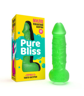 Мило у формі пеніса Pure Bliss Mini на присосці, зелене, 15 х 3.4 см - No Taboo