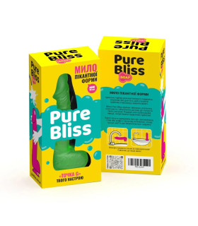 Мило у формі пеніса Pure Bliss Mini на присосці, зелене, 15 х 3.4 см - No Taboo