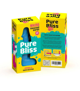 Мыло в форме пениса Pure Bliss Mini на присоске, голубое, 15 × 3.4 см - No Taboo