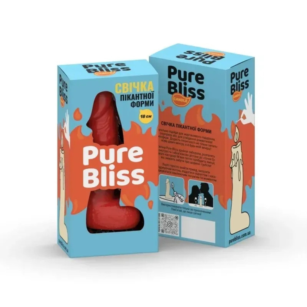 Свеча в форме пениса Pure Bliss BIG, красная, 18 х 4.2 см, фото №2 — секс шоп Украина, NO TABOO