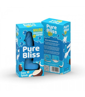 Мило у формі пеніса Pure Bliss Coco Splash з ароматом кокоса, блакитне, 18 × 4.2 см - No Taboo