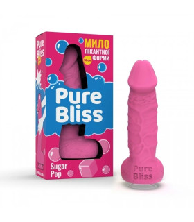 Мыло в форме пениса Pure Bliss Sugar Pop с ароматом жвачки, розовое, 18 × 4.2 см - No Taboo