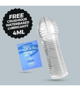 Насадка на пенис Crushious Ribbed ребристая, прозрачная, 15.5 х 3.3 см - No Taboo