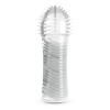 Насадка на пенис Crushious Ribbed ребристая, прозрачная, 15.5 х 3.3 см фото №1 — секс игрушки: Украина, NO TABOO